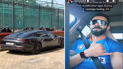 Virat Kohli reaches Arun Jaitley stadium Delhi by Porsche panamera turbo car