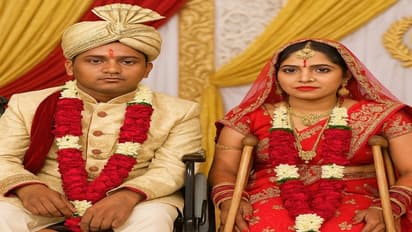 Indian Disabled couple taking wedding vows