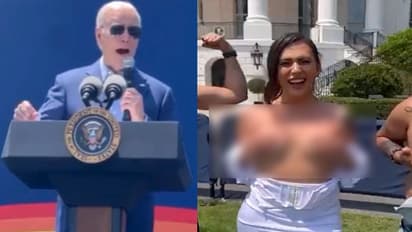 TRANSGENDER GOES TOPLESS INFRONT OF BIDEN