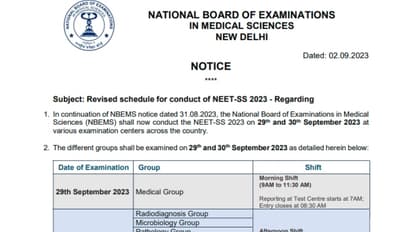 NEET SS 2023 revised schedule