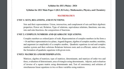 JEE Main 2024 Syllabus