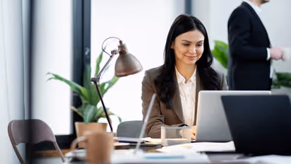 woman working on laptop