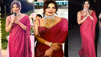 priyanka chopra red chiffon