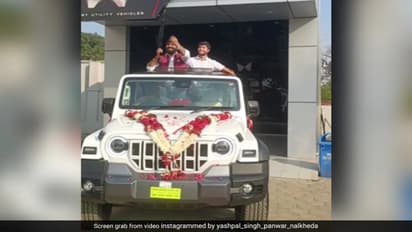 Madhya Pradesh Rifle firing in celebration of buying Mahindra Thar