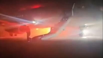 Russian plane catches fire