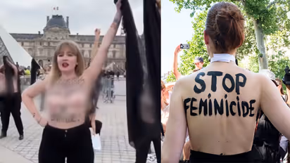 Paris women half naked protest