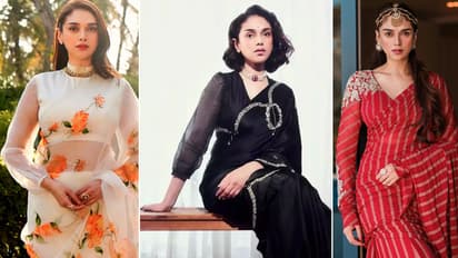 Aditi Rao Hydari full sleeve Simple and embroidered blouse Designs 