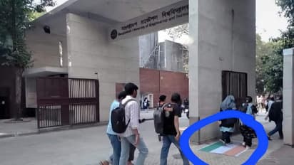 Indian flag painted at Bangladesh University