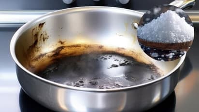 how to clean burnt stain from utensils with caustic soda