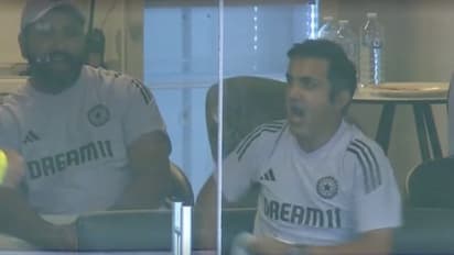 Ind vs aus Gautam Gambhir celebration in Gabba after avoids follow on fans reaction goes viral bgt 2024