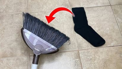 sock broom cleaning hack