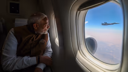 PM Narendra Modi escorted by F15 fighter jets 