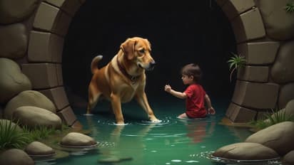 Dog saved the child  