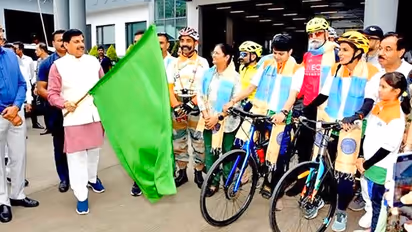 mohan yadav flag off anjana yadav pedal to plant mission