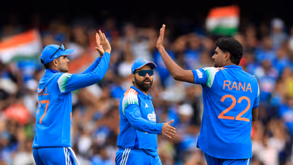 Harshit Rana celebrates wicket against Australia in Sydney