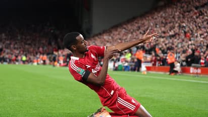 Alexander Isak celebrates first Liverpool goal