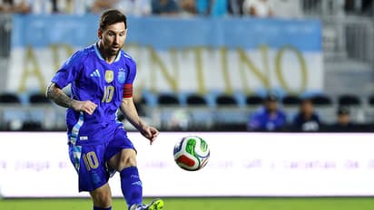 Lionel Messi playing for Argentina