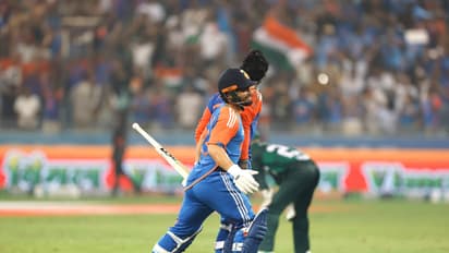 Rinku Singh celebrates after India beat Pakistan to lift Asia Cup 2025.