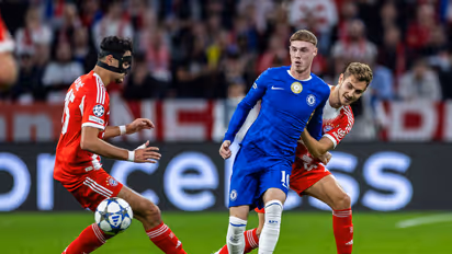 Chelsea's Cole Palmer in action against Bayern Munich