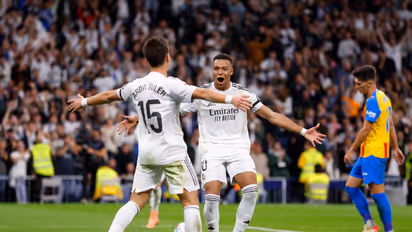 Real Madrid's Kylian Mbappe against Valencia