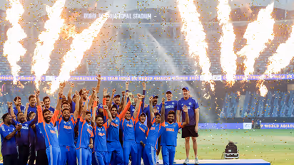 India celebrating without trophy (Photo/ANI)