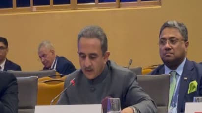 MoS Kirti Vardhan Singh addresses the NAM Ministerial Committee on Palestine in Kampala, Uganda. (Photo: X/@KVSinghMPGonda)