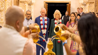 King Charles III and Queen Camilla visits BAPS Shri Swaminarayan Mandir in Neasden, London (Photo/BAPS)