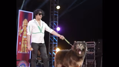 S Satish with Wolf Dog