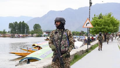 CRPF personnel patrol on the banks of Dal lake after the Pahalgam terror attack