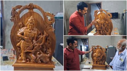 Wooden Ayyappan sculpture for PM Modi