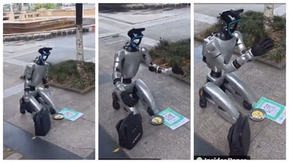 Chinese Humanoid Robot Begging