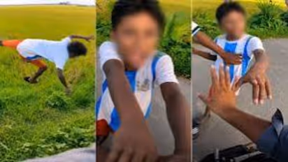 biker throw boy into dirt