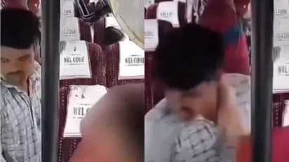 man flashing in bus