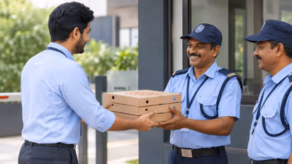 man uses his food allowance to feed security guards