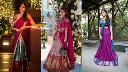 Traditional South Indian lehenga for puja