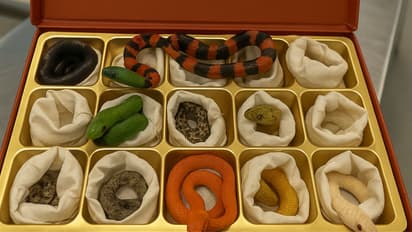 चॉकलेट बॉक्स में मिले 16 जिंदा सांप