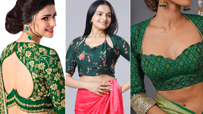 Green Color Saree Blouse Neckline Designs