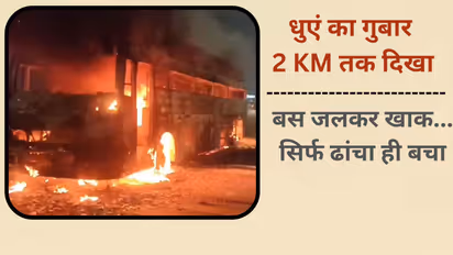 bus fire on Agra Expressway in up