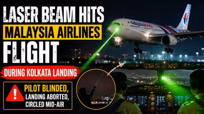 A laser beam reportedly hit a Malaysia Airlines flight during its landing approach at Kolkata airport