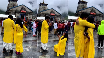Love video goes viral YouTuber proposes to her lover in front of Kedarnath temple