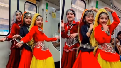 little girls energetic dance steal the show in Delhi metro
