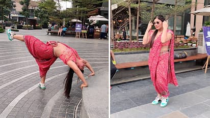 reena singh stunt in sari