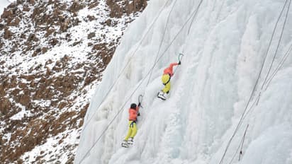 Ice wall climbing competition
