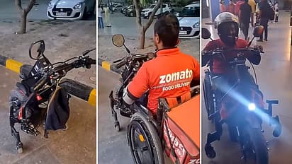 zomato delivery boy with electric wheel chair