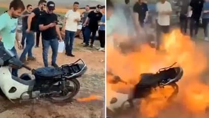 bike fire stunt goes wrong