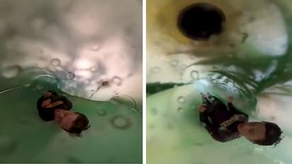 stuck in water slide