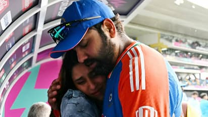 ritika-sajdeh-gives-warm-hug-to-Rohit-Sharma-after-India-won-T20-World-Cup-2024