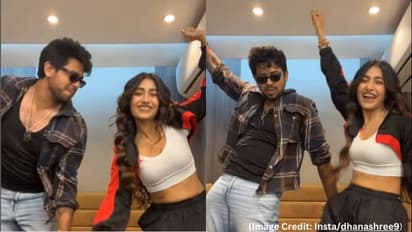 yuzvendra chahal wife dhanashree verma viral video on social media dance with manager on pawan singh song chumma