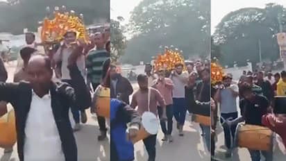UP Sultanpur fathers funeral son celebration dance dj final rites viral video