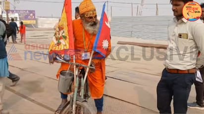 Prayagraj mahakumbh 2025 nepal baba vidhur das sadhu cycling journey spiritual message peace
